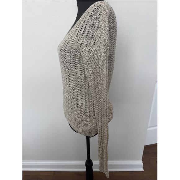Abercrombie & Fitch Open Knit Gold Metallic Sweater Beige Women's Size S - Picture 3 of 10